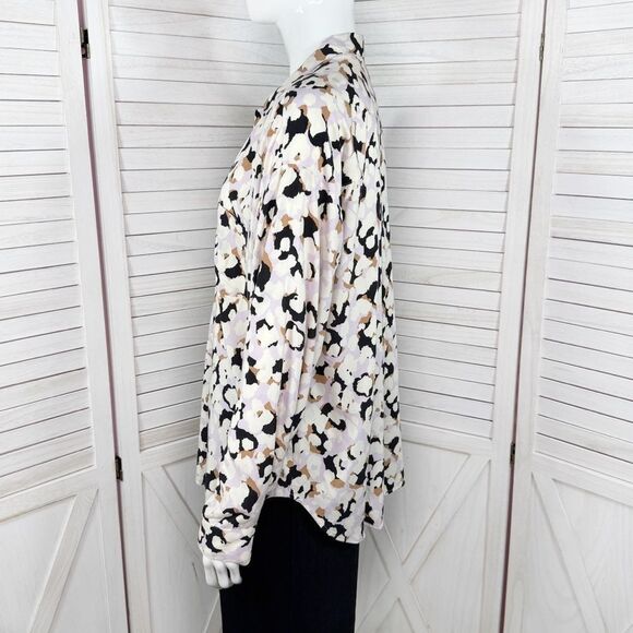 Loft Animal Print V Neck Pullover Tunic Blouse Shirt Lavender Multi Small - Picture 2 of 12